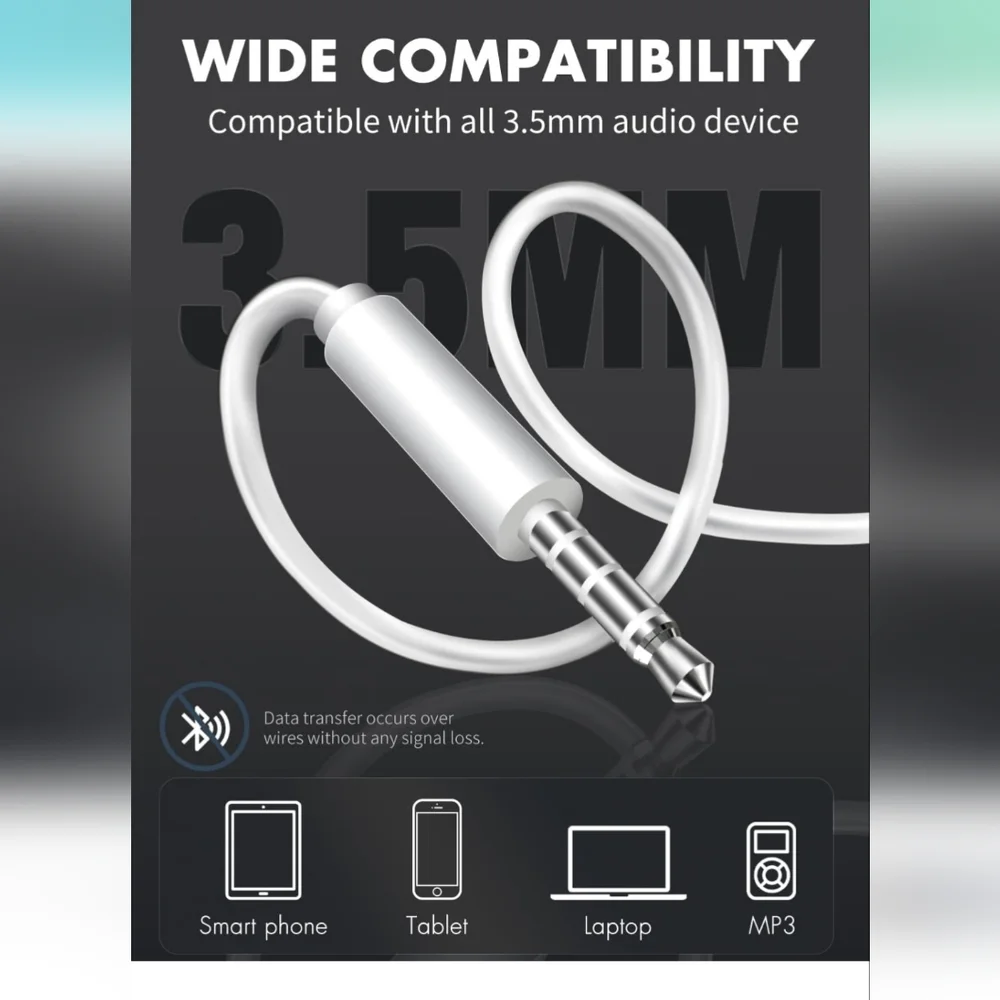 White Wired Earbuds with Microphone